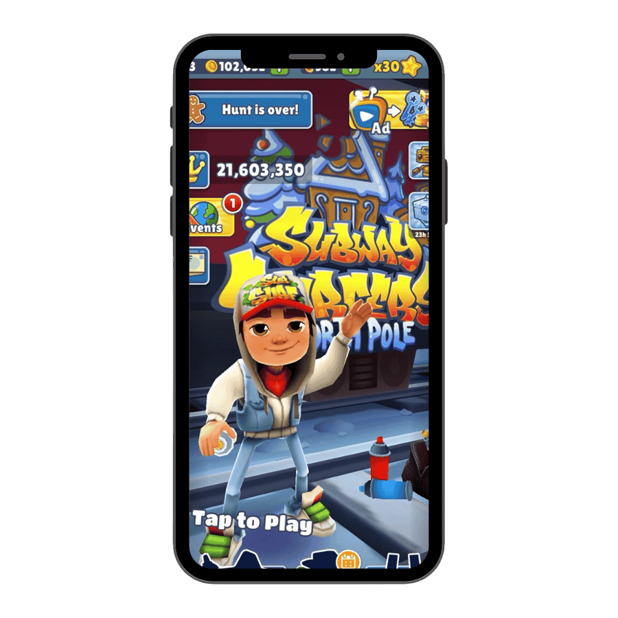 Subway Surfers Game Screenshot on Smartphone Display